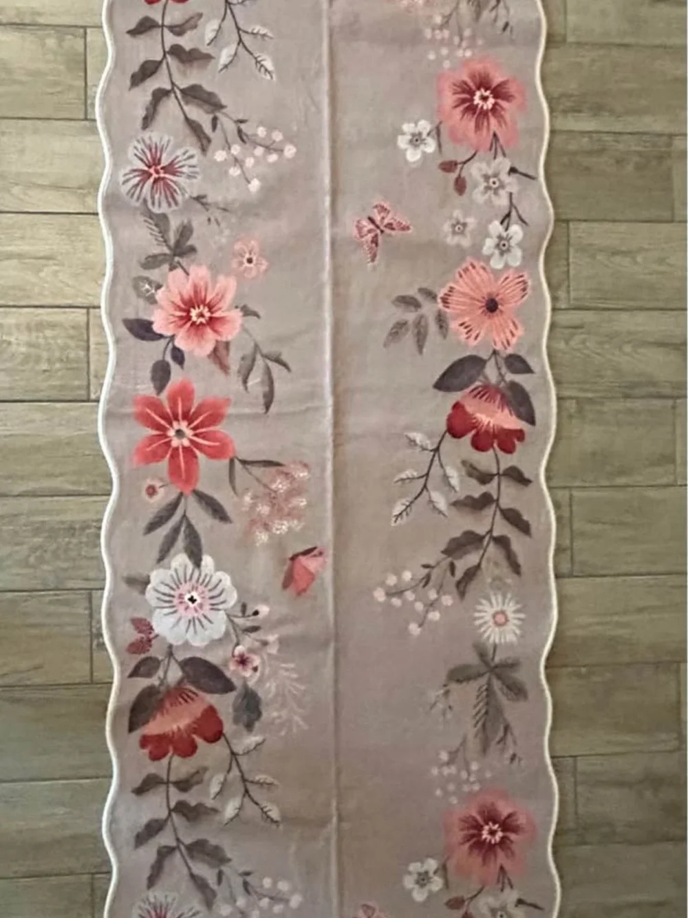 NWOT..Floral Rug Runner with Non Slip Rubber Backing Size 2'6